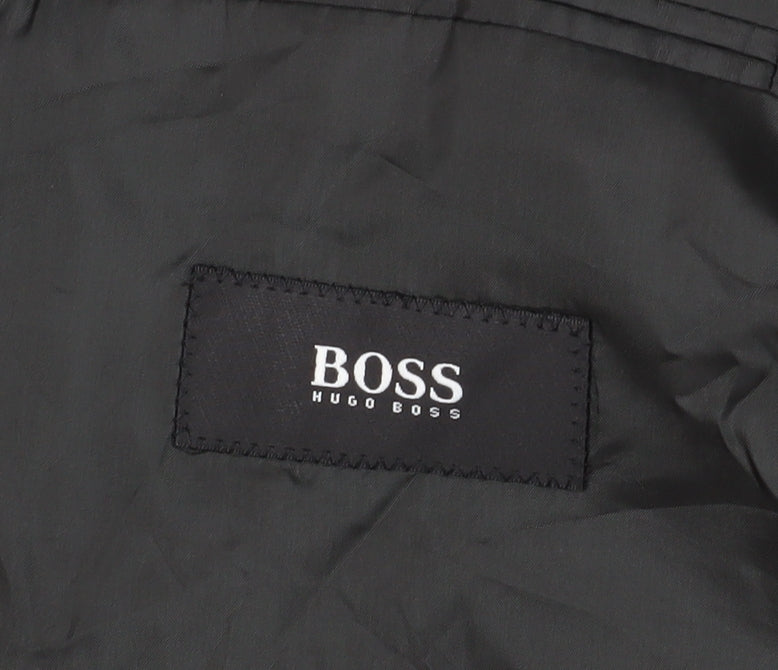 Hugo Boss Men's Black Wool Check Blazer, Size 46R