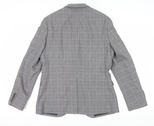 Jeff Banks Men's Grey Plaid Blazer Extra-Slim 40 Regular Fit