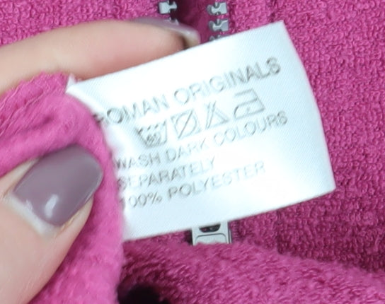 Brand and care label for Roman Originals Women's Pink Pullover Sweatshirt - M