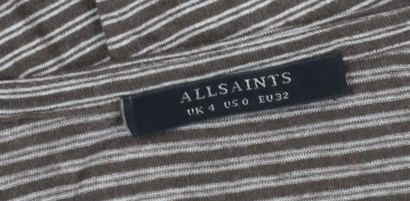 AllSaints Women's Black Tunic, Size 4, Striped Long Sleeve