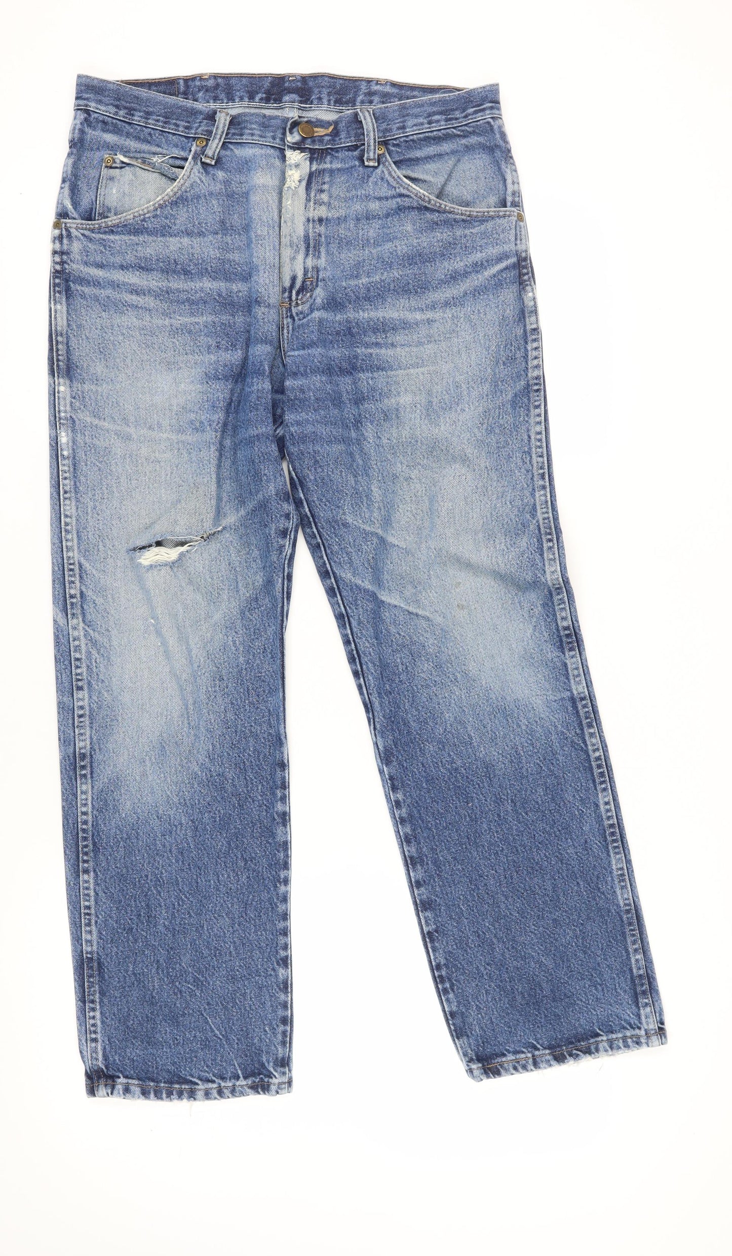 Wrangler Men's Blue Straight Jeans 34x30 Regular Fit