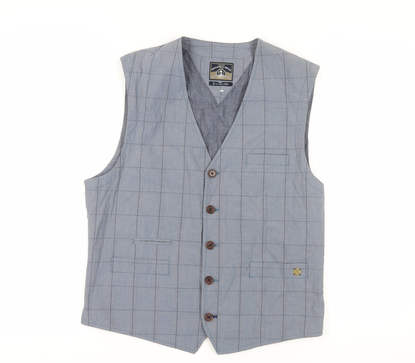 White Stuff Men's Grey Checked Waistcoat, L