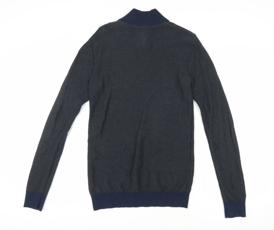 Fat Face Men's Blue XS Full Zip Waffle-Knit Jumper