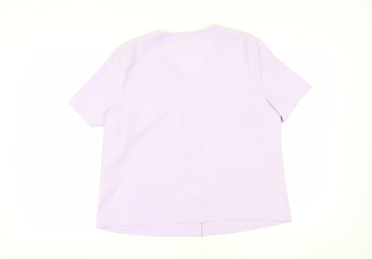 Eastex Women's Purple Button-Up Top, Size 16, Embroidered