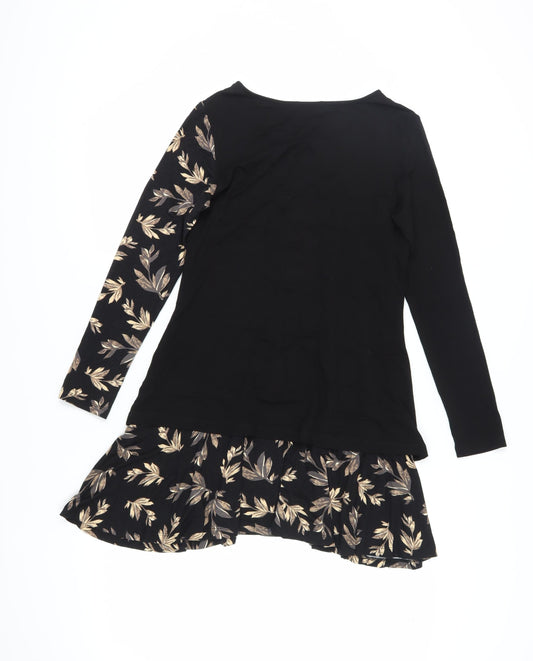 Joe Browns Women's Black Floral Asymmetric Knee Length Dress