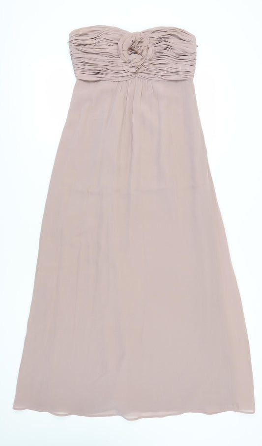 Boden Women's Beige Strapless Silk A-Line Dress
