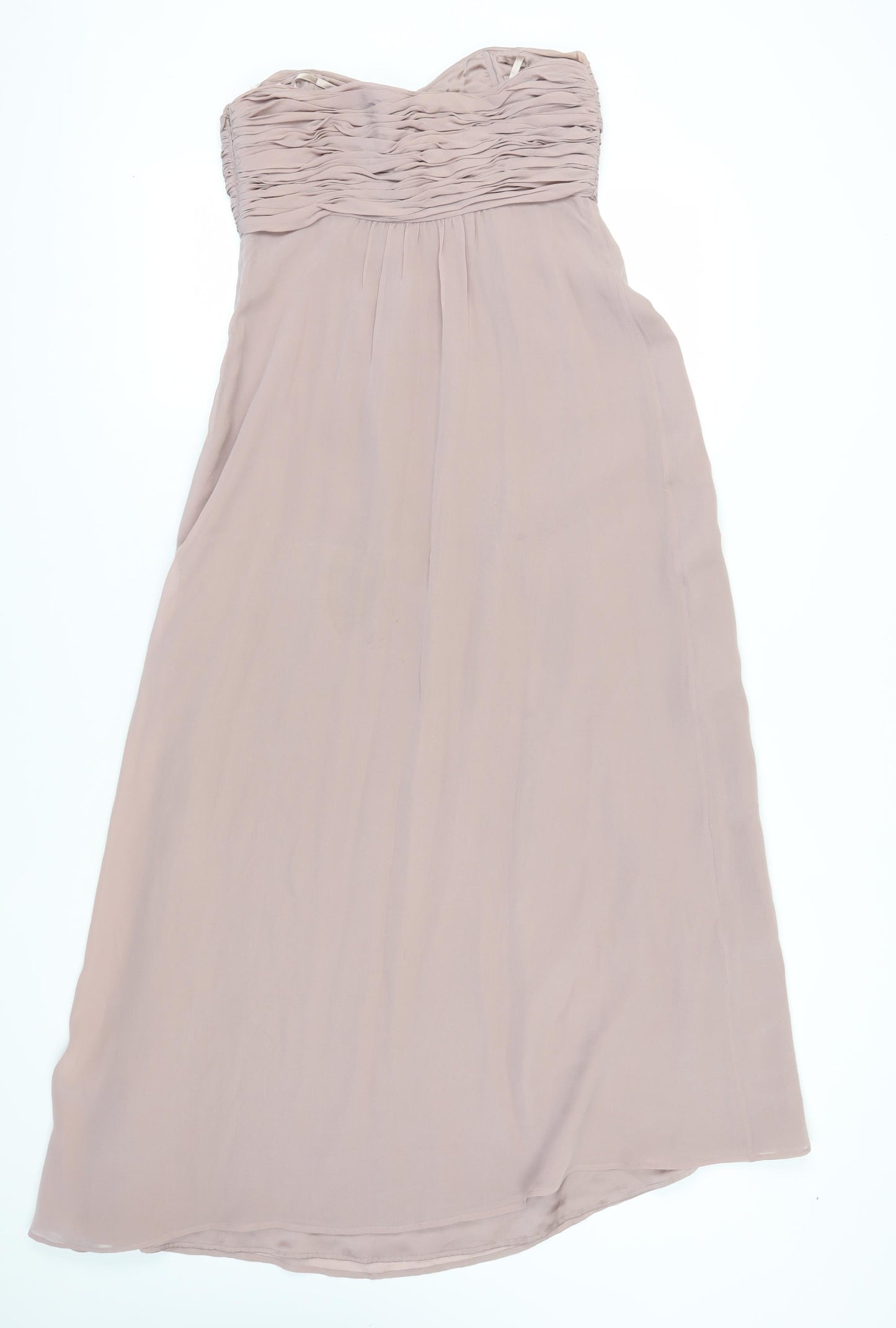 Boden Women's Beige Strapless Silk A-Line Dress