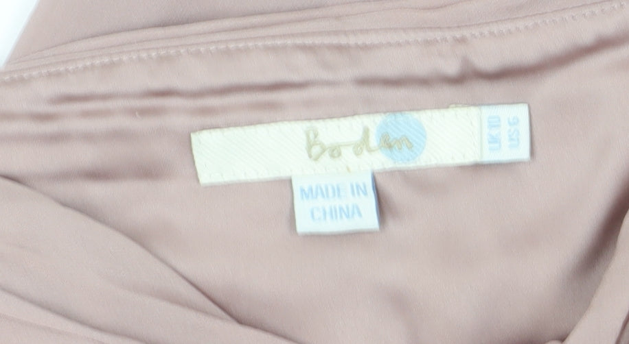 Boden Women's Beige Strapless Silk A-Line Dress