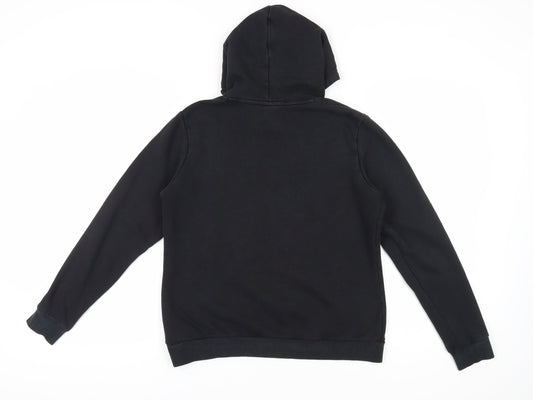 Puma Women's Black Hoodie with Logo, Size 16, Drawstring