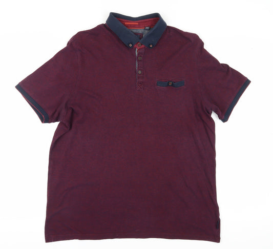 Ted Baker Men’s Red Polo Shirt - Size L, Button Down
