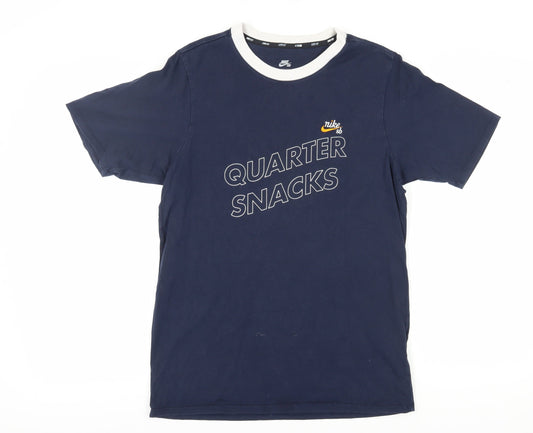 Mens UK Size S Nike Blue Cotton T-Shirt
