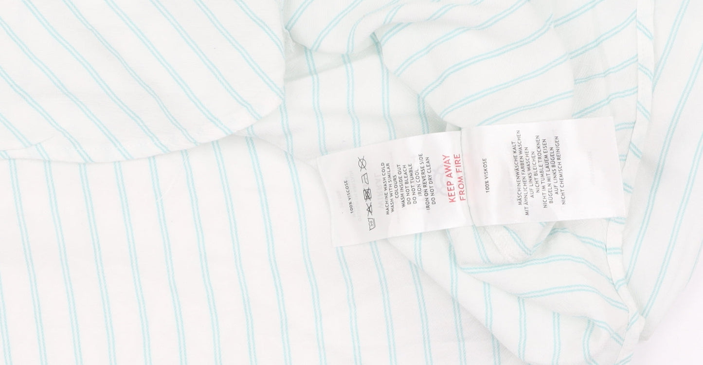 TOG24 Women's White Striped Button-Up Shirt Size 16