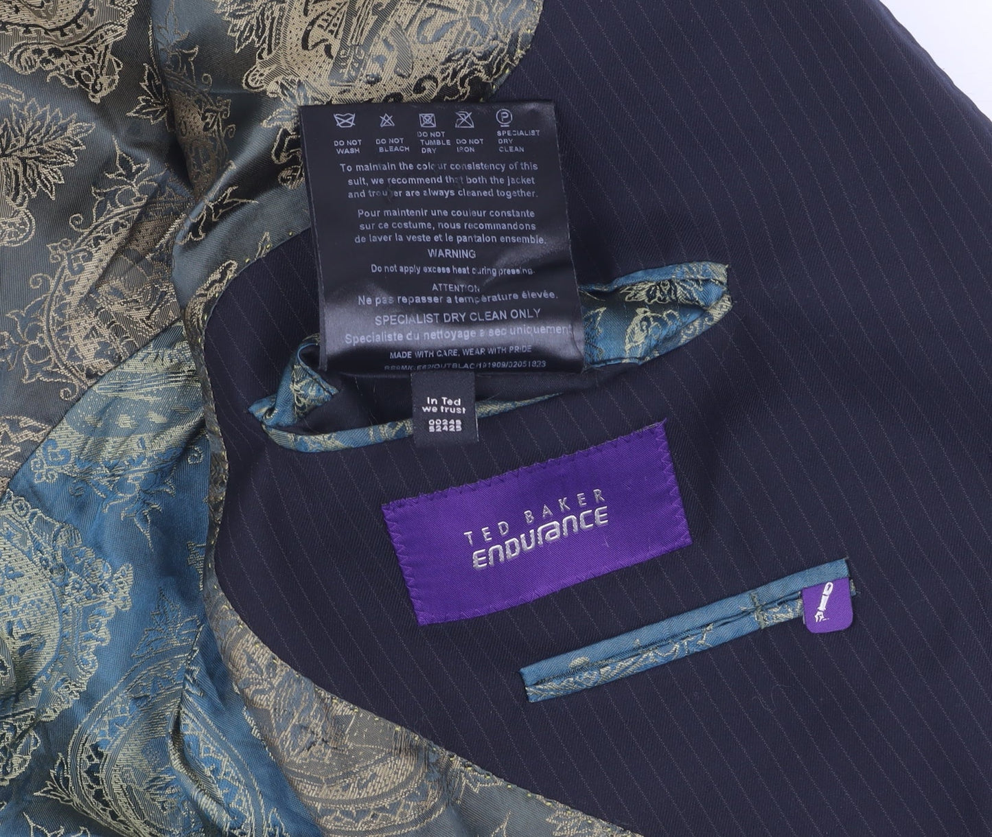 Ted Baker Men's Blue Striped Wool Suit Jacket 42R