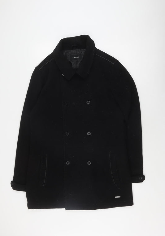 Firetrap Men's Black Pea Coat Lined Size L