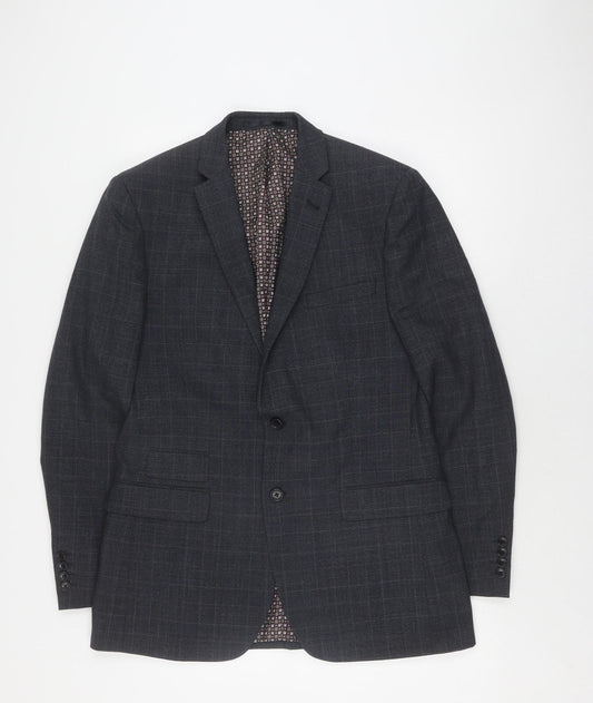 Racing Green Men's Grey Check Blazer 40 Long