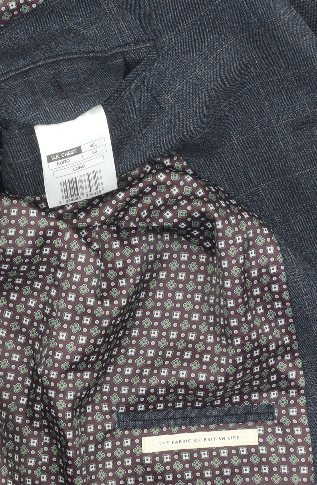 Racing Green Men's Grey Check Blazer 40 Long