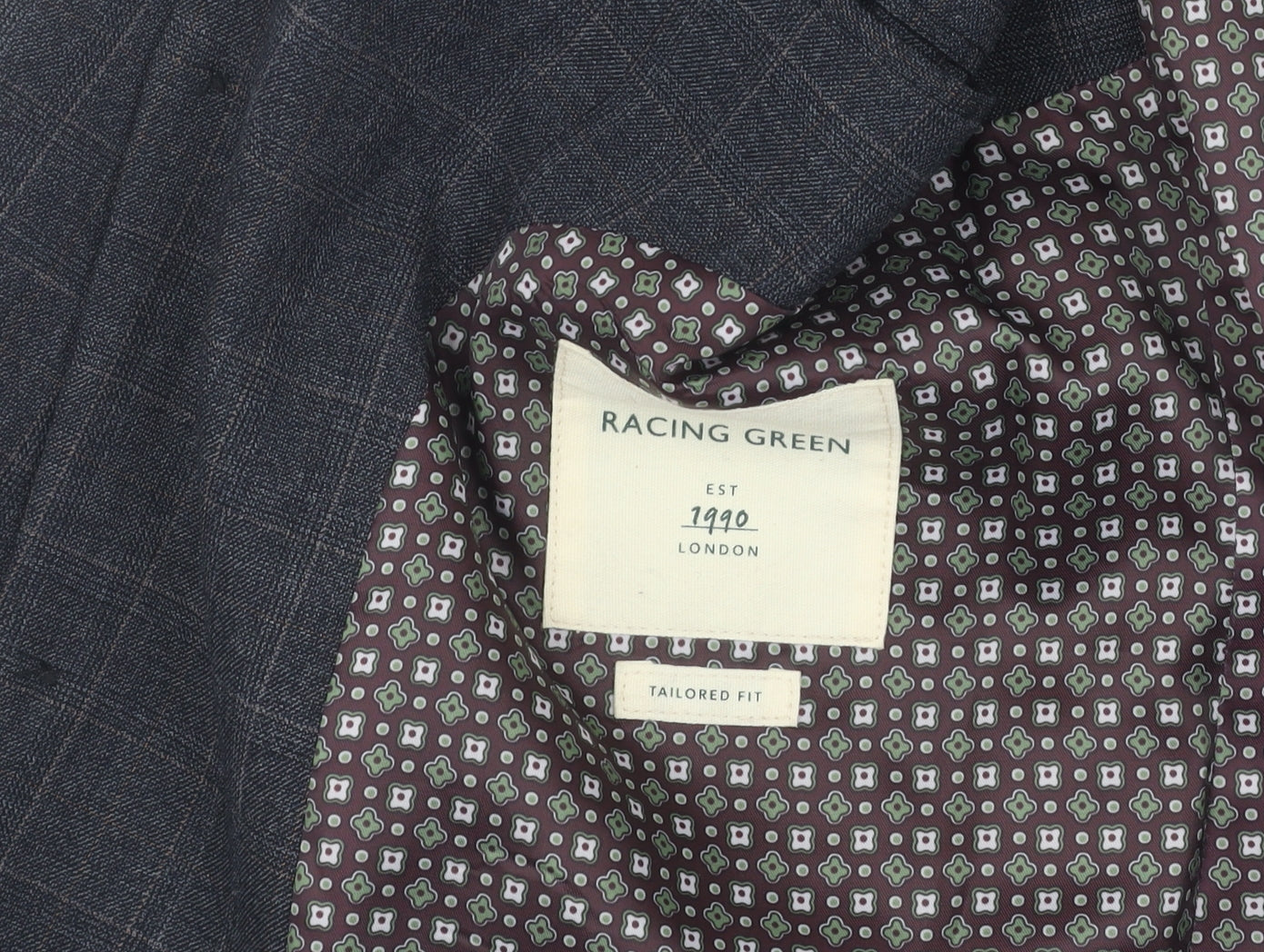 Racing Green Men's Grey Check Blazer 40 Long