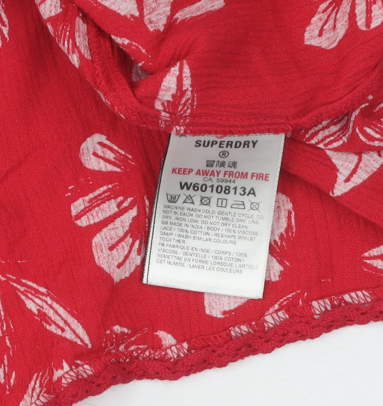 Superdry Women's Red Floral Camisole Tank Top Size 8