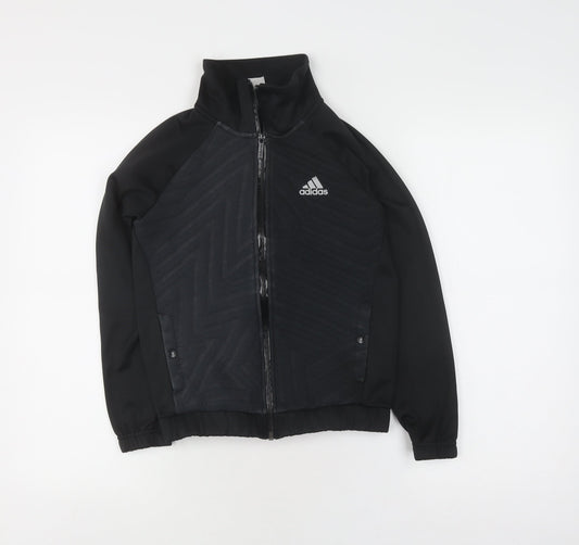 adidas Boys Black Track Jacket, Size 13, Athletic Fit