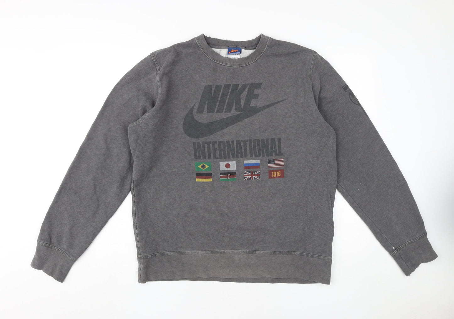 Nike Men's Grey L Logo Pullover Sweatshirt