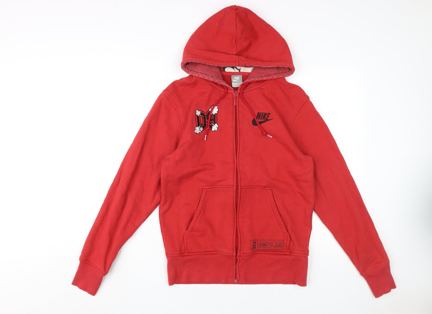 Nike Red Men's L Full Zip Hoodie with Graphic Print