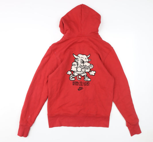 Nike Red Men's L Full Zip Hoodie with Graphic Print