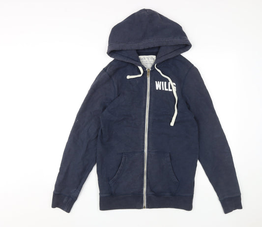 Jack Wills Men's Blue Full Zip Logo Hoodie XS