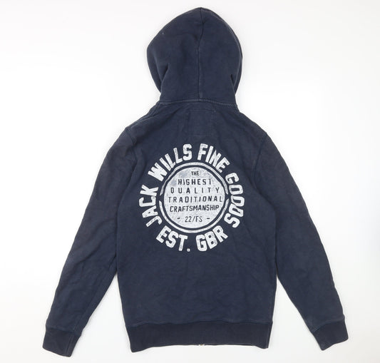 Jack Wills Men's Blue Full Zip Logo Hoodie XS