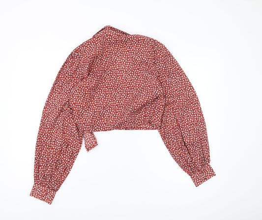 Womens UK Size S Wednesday's Girl Red Polyester Blouse