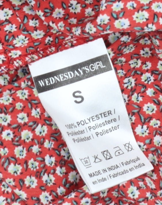 Wednesday's Girl Red Floral Cropped Blouse - Small