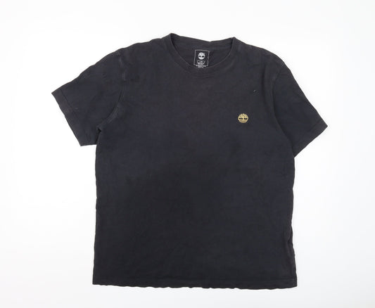 Timberland Men's Black Logo T-Shirt, L, Regular Fit