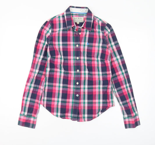 Jack Wills Women's Multicoloured Plaid Button-Up Shirt Size 8
