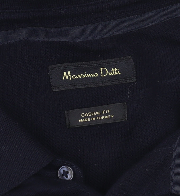 Massimo Dutti Men's Black XL Long Sleeve Polo