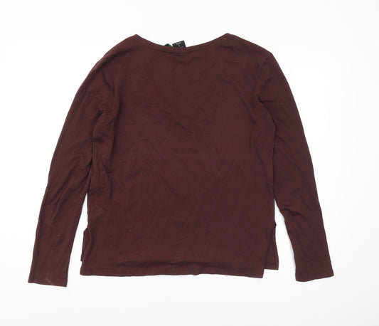 G-Star RAW Women's Brown Long Sleeve V-Neck T-Shirt S