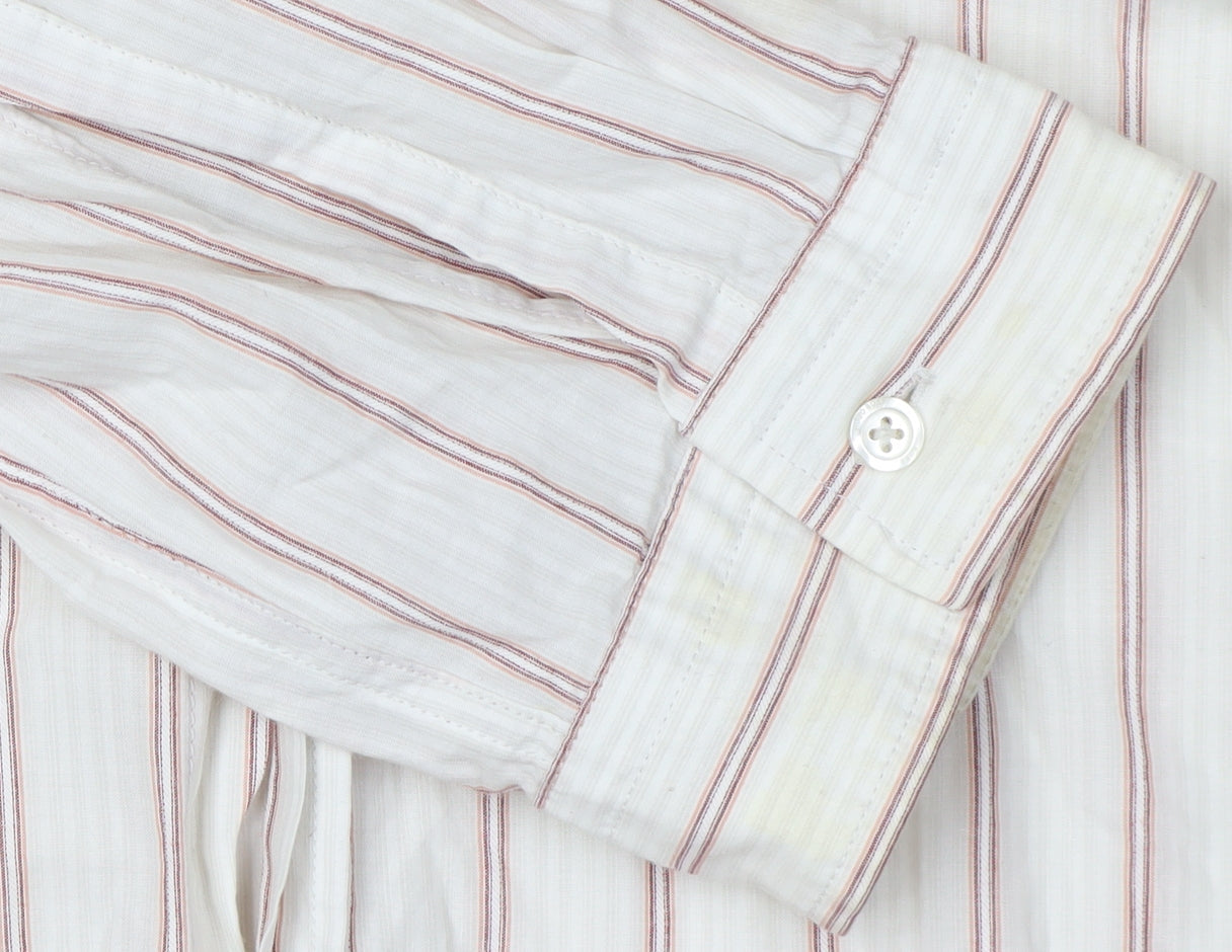 Hugo Boss Men's White 2XL Slim Fit Striped Shirt