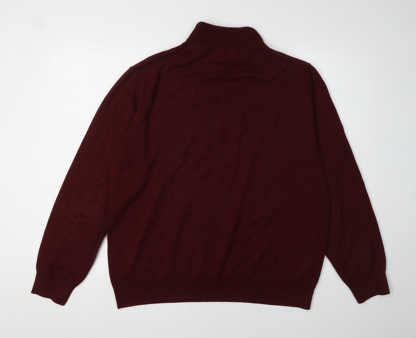 Gant Men's Red Mock Neck Cotton Pullover - XL
