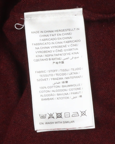 Gant Men's Red Mock Neck Cotton Pullover - XL