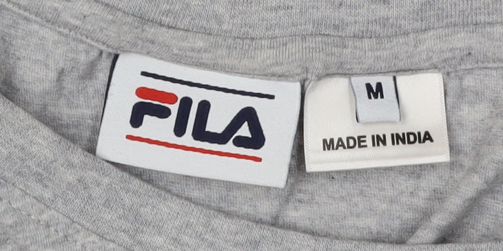 FILA Grey Cotton Crew Neck T-Shirt M Unisex Adults