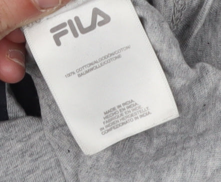 FILA Grey Cotton Crew Neck T-Shirt M Unisex Adults