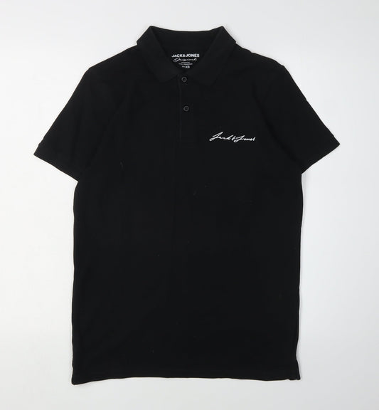 Jack & Jones Men's XS Black Short Sleeve Polo