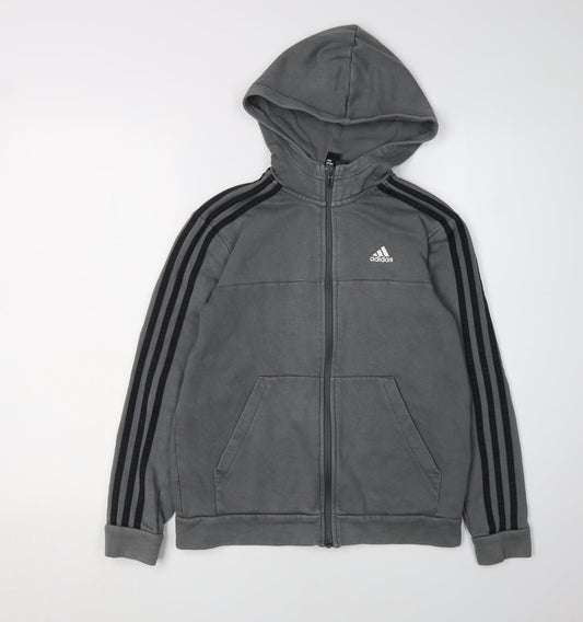 Adidas Boys Grey Full Zip Hoodie 11-12 Years