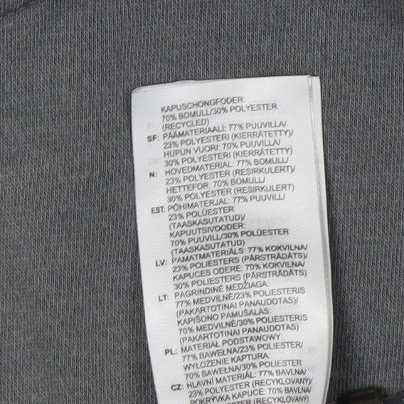 Brand and care label for Adidas boys’ grey full zip hoodie 11-12 years