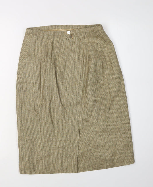 Chester Barrie Women's Beige Wool Silk Pencil Skirt UK 8