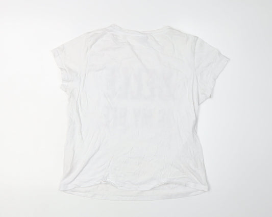 Disney Women's White T-Shirt UK 14 - Belle BFF Casual Style