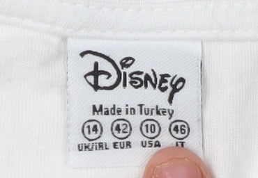 Disney Women's White T-Shirt UK 14 - Belle BFF Casual Style