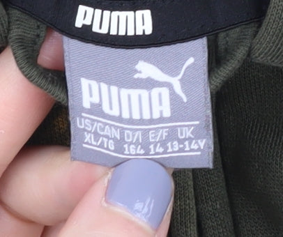 Additional view of Puma boys’ green full zip hoodie 14 years casual logo