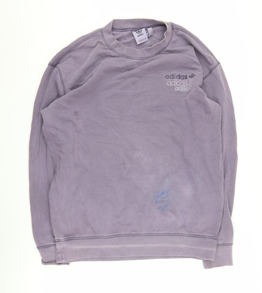 Unisex Adults UK M Regular adidas Purple Pullover Sweatshirt