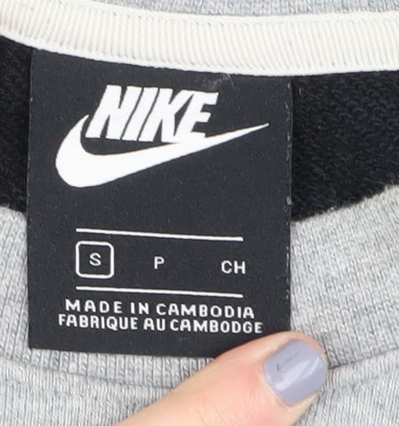 Nike Unisex Black Grey Pullover Sweatshirt S Cotton