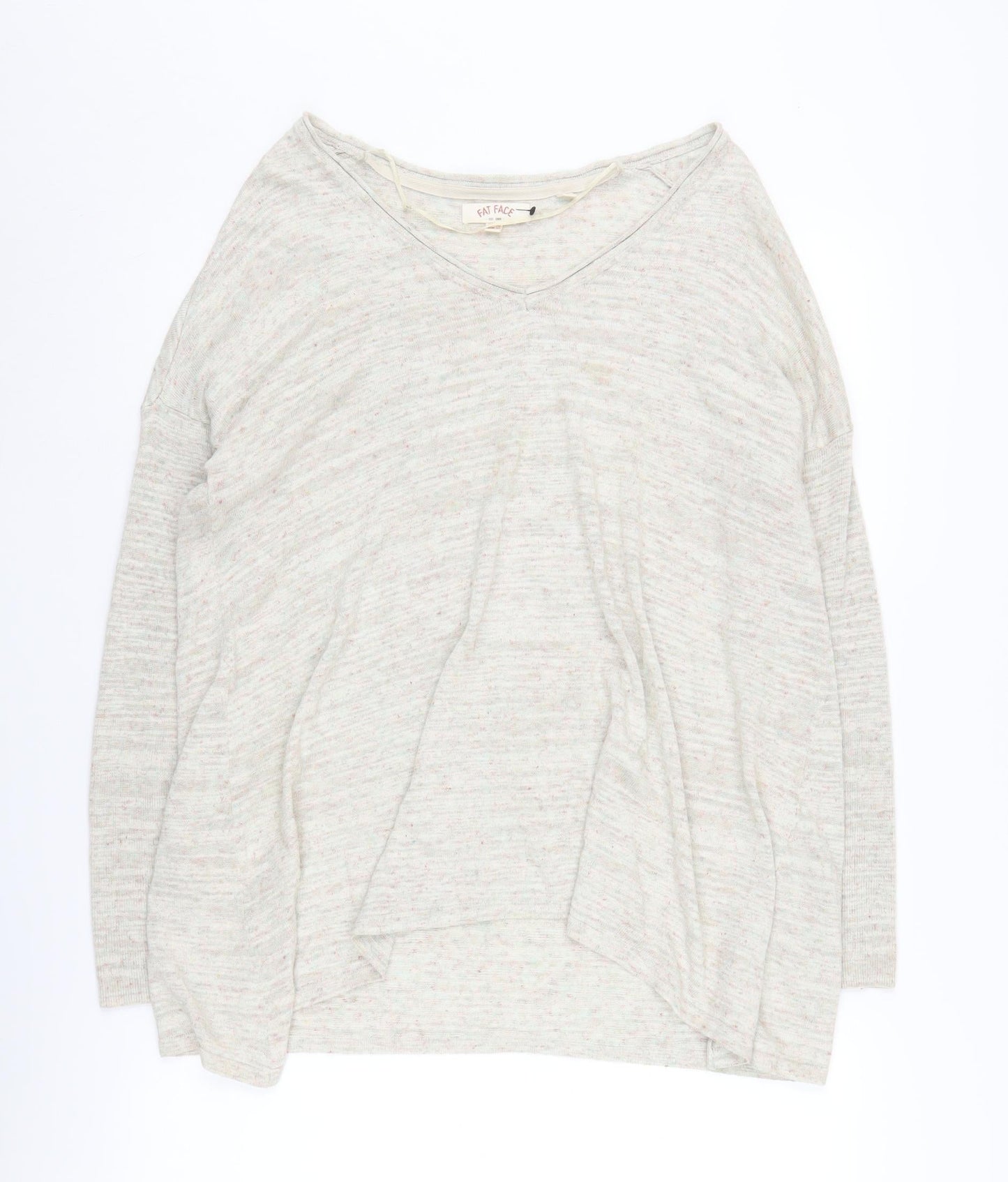 Fat Face Women's Beige V-Neck Knit Pullover Size 10