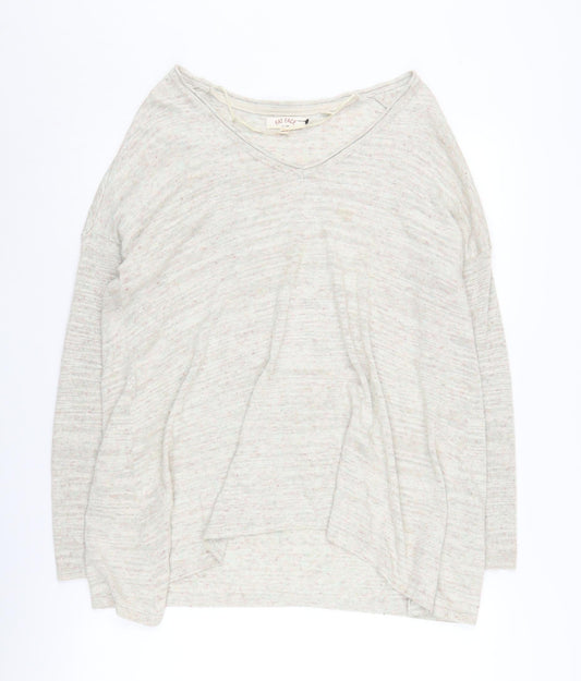 Fat Face Women's Beige V-Neck Knit Pullover Size 10